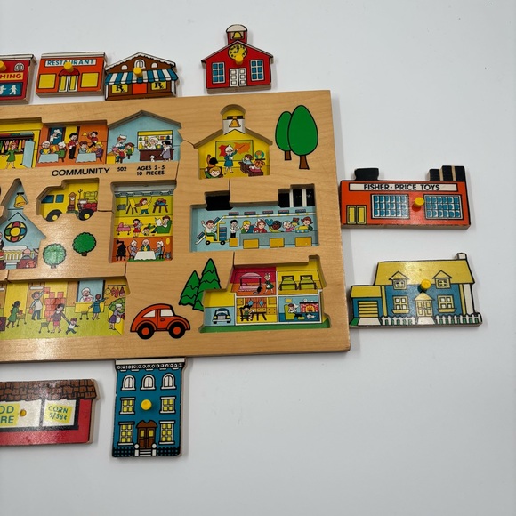 Vtg Fisher-Price Simplex Community 502 Pick-up & Peek Wood Puzzle Holland - Picture 8 of 11